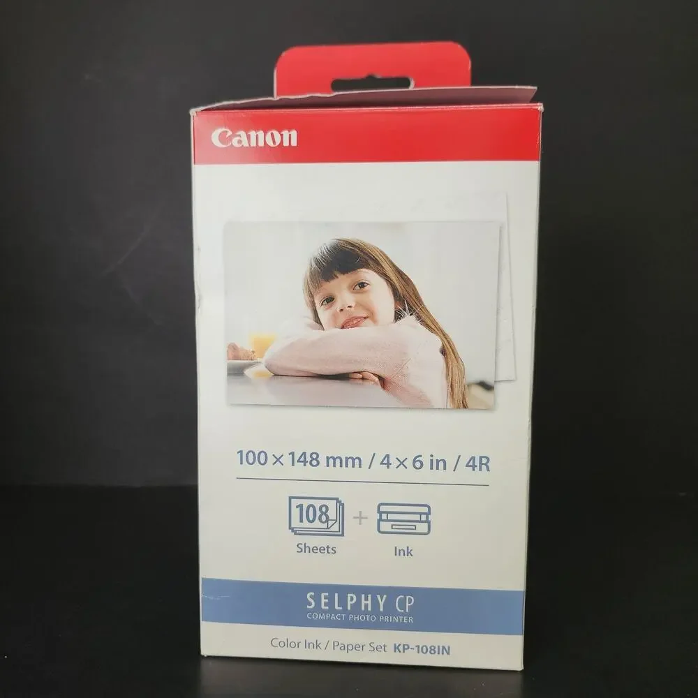 New Canon Selphy CP Color Ink / Paper Set KP-108IN